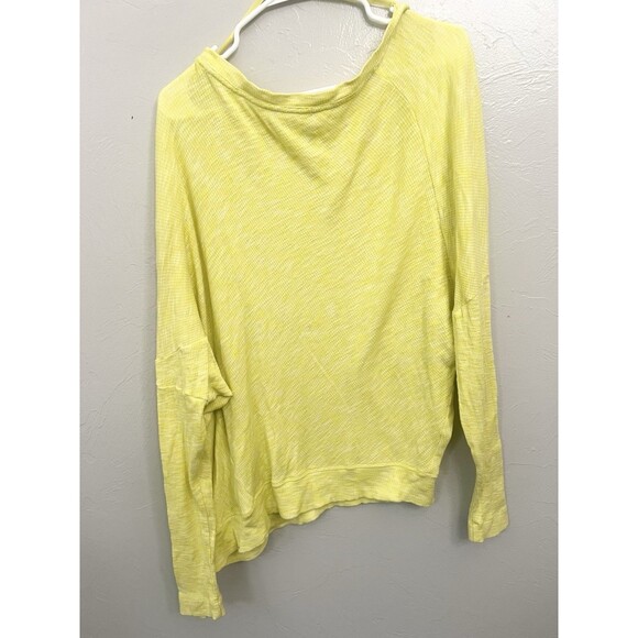 Anthropologie Yellow Slub Drop Shoulder Sweatshirt Lightweight Large Sweater Top - Picture 8 of 9